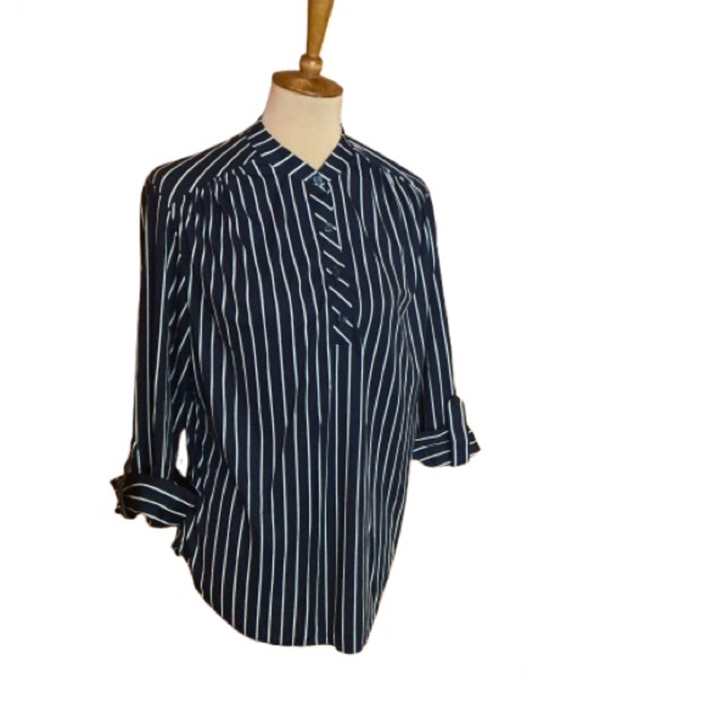 Vtg 70s striped polyester bell sleeve top
